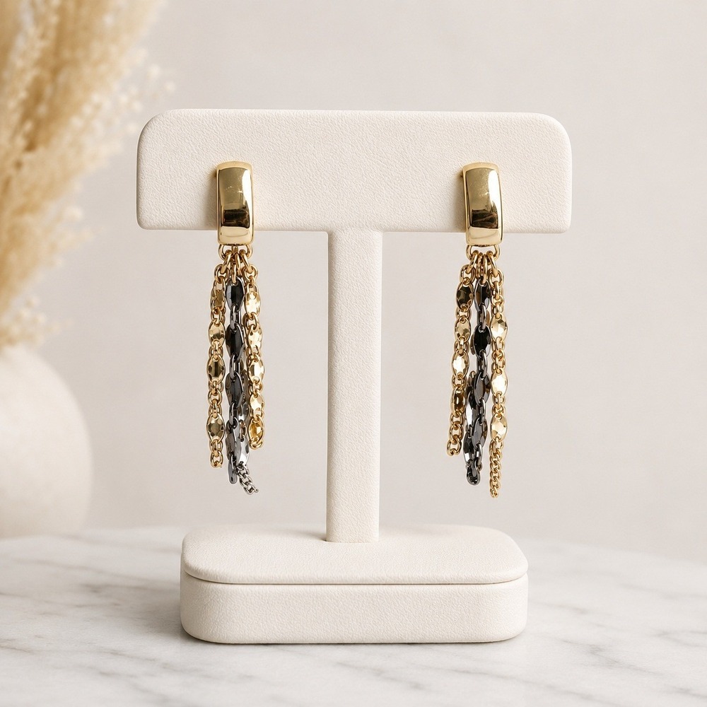 Ann Taylor Factory Drop Earrings Womens OS Gold Silver Two Tone Good Mixed Metal